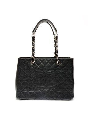 Chanel Shoulder Bag Big CC Logo Grand Shopping Tote GST Quilted Caviar